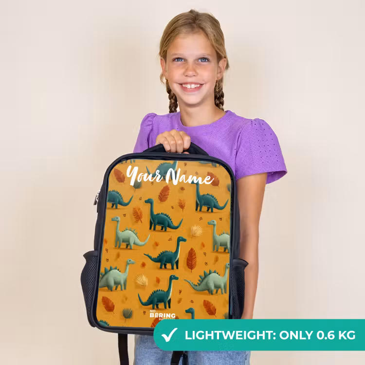 Kids backpack with name - Black - Dino - Animals - Pattern — 9