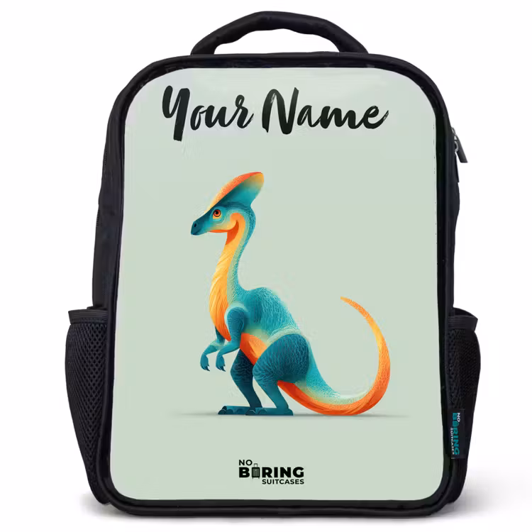 Kids backpack with name - Black - Dino - Blue - Animal — 1