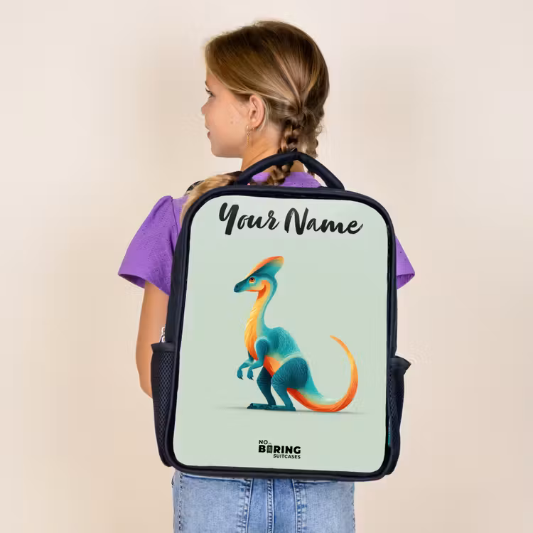 Kids backpack with name - Black - Dino - Blue - Animal — 4