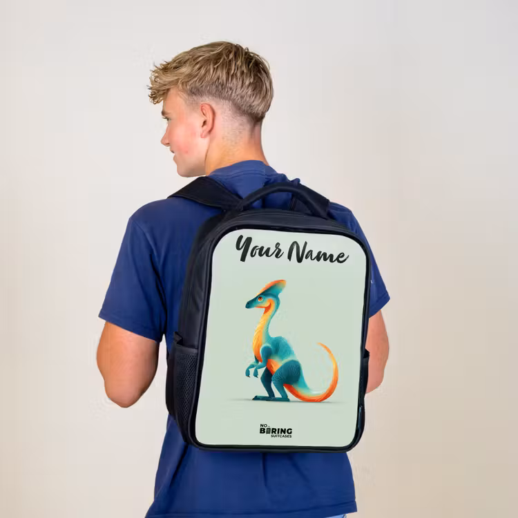 Kids backpack with name - Black - Dino - Blue - Animal — 5