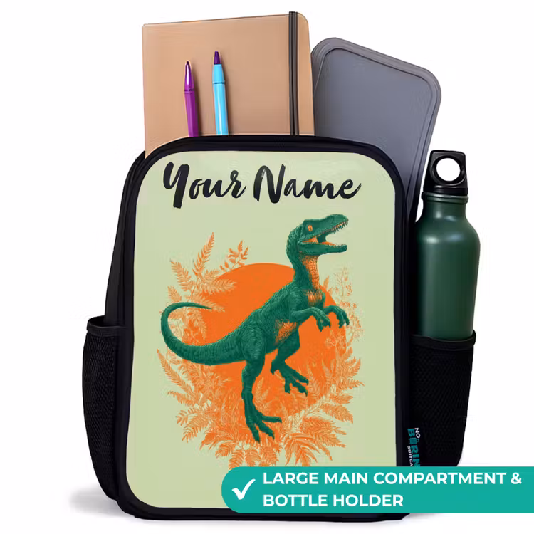 Kids backpack with name - Black - Dino - Nature - Green — 10