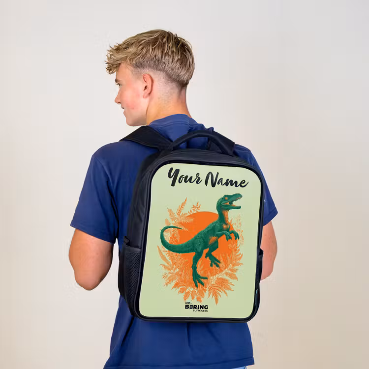 Kids backpack with name - Black - Dino - Nature - Green — 5