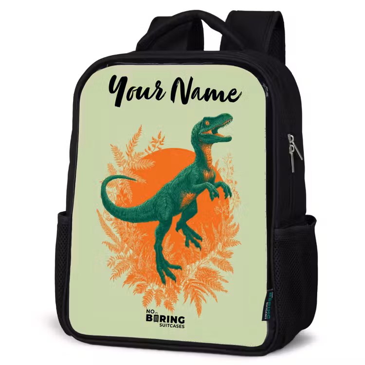 Kids backpack with name - Black - Dino - Nature - Green — 6