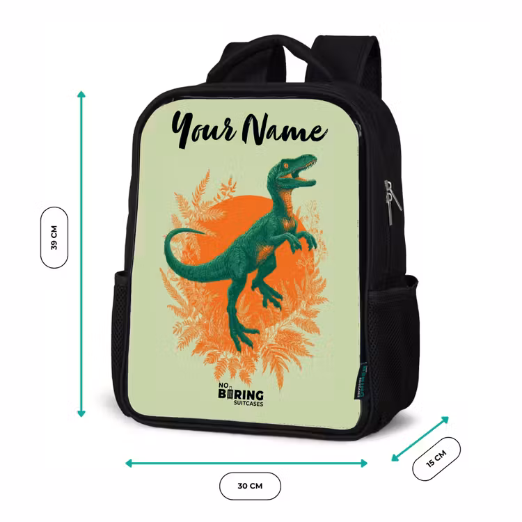 Kids backpack with name - Black - Dino - Nature - Green — 8