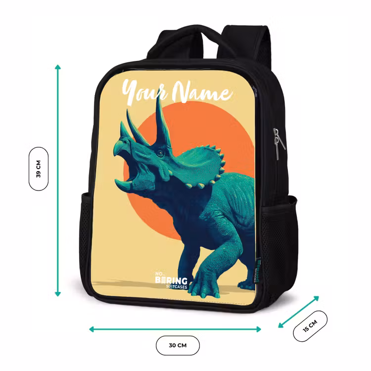 Kids backpack with name - Black - Dino - Triceratops - Animal — 8