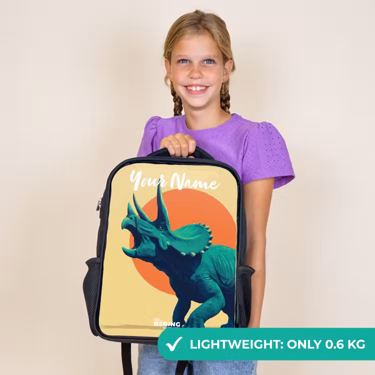 Kids backpack with name - Black - Dino - Triceratops - Animal — 9