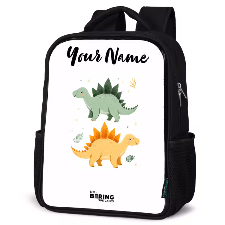 Kids backpack with name - Black - Dinos - Animals - Green - Orange — 6
