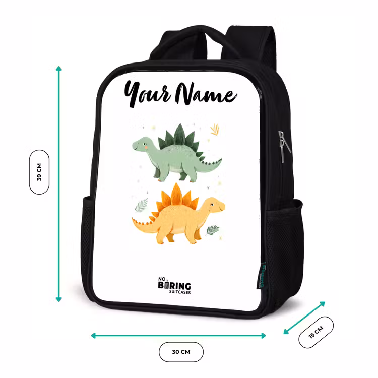 Kids backpack with name - Black - Dinos - Animals - Green - Orange — 8