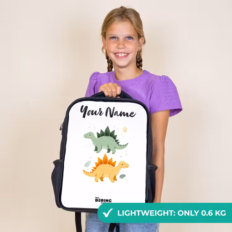 Kids backpack with name - Black - Dinos - Animals - Green - Orange — 9