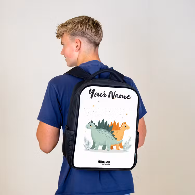 Kids backpack with name - Black - Dinos - Animals - Stars — 5