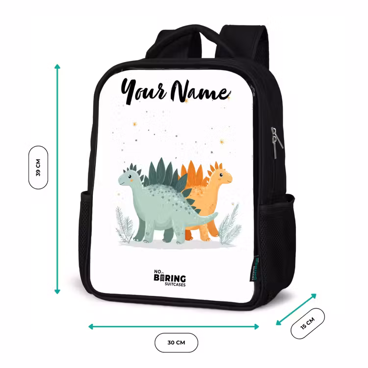 Kids backpack with name - Black - Dinos - Animals - Stars — 8