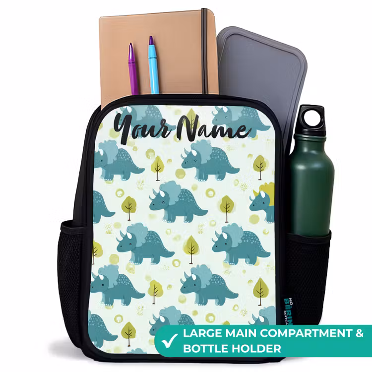 Kids backpack with name - Black - Dinos - Pattern - Nature — 10