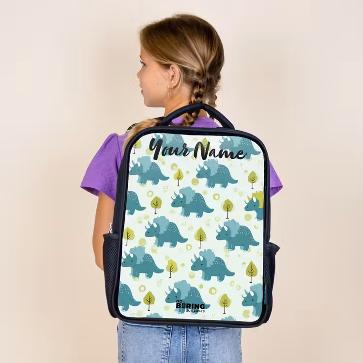 Kids backpack with name - Black - Dinos - Pattern - Nature — 4