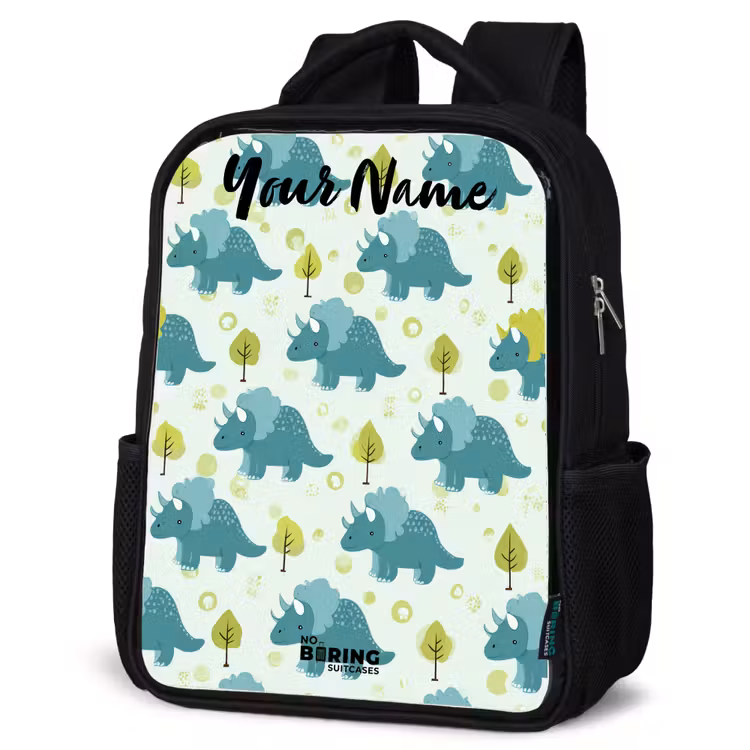 Kids backpack with name - Black - Dinos - Pattern - Nature — 6
