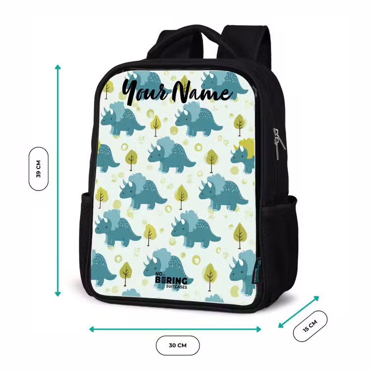 Kids backpack with name - Black - Dinos - Pattern - Nature — 8