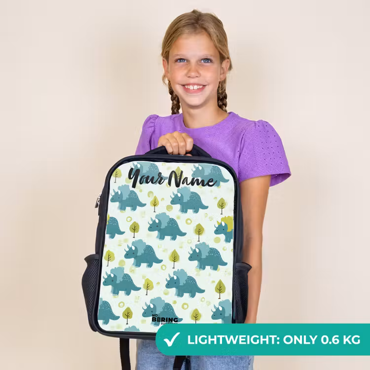 Kids backpack with name - Black - Dinos - Pattern - Nature — 9