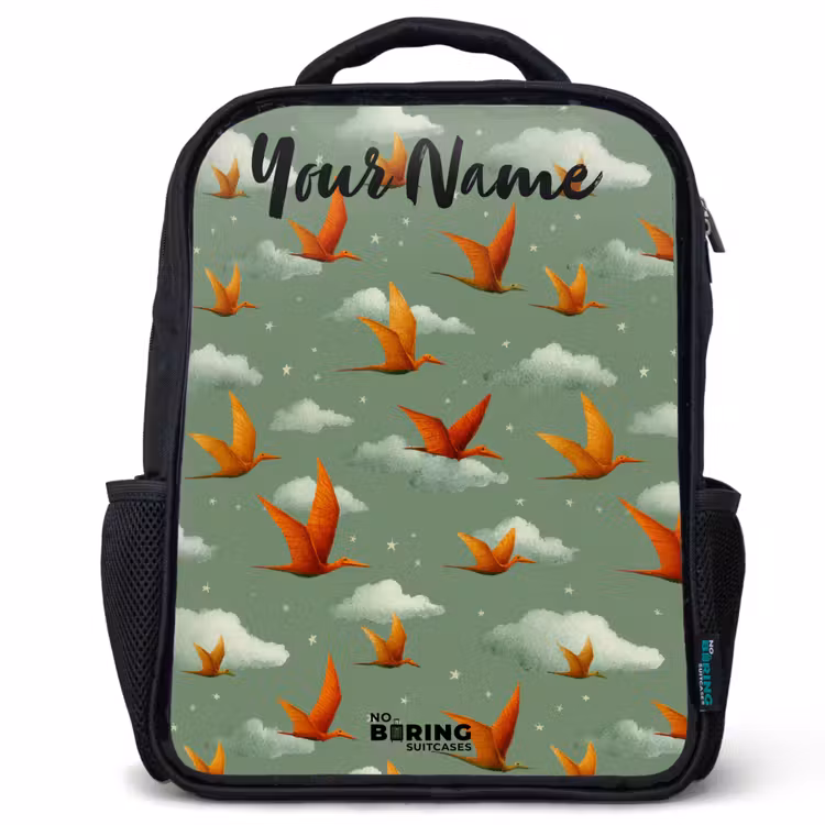 Kids backpack with name - Black - Pattern - Dino - Pterosaurs — 1