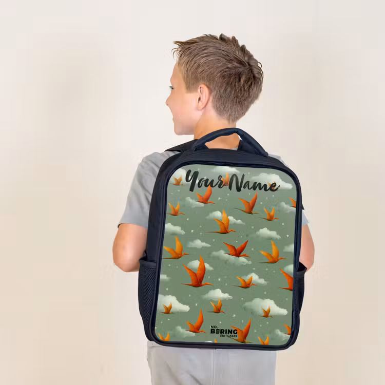 Kids backpack with name - Black - Pattern - Dino - Pterosaurs — 2