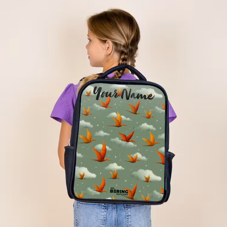 Kids backpack with name - Black - Pattern - Dino - Pterosaurs — 4