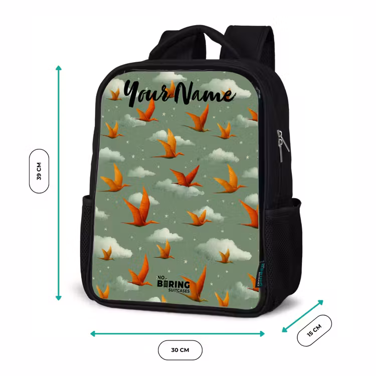 Kids backpack with name - Black - Pattern - Dino - Pterosaurs — 8