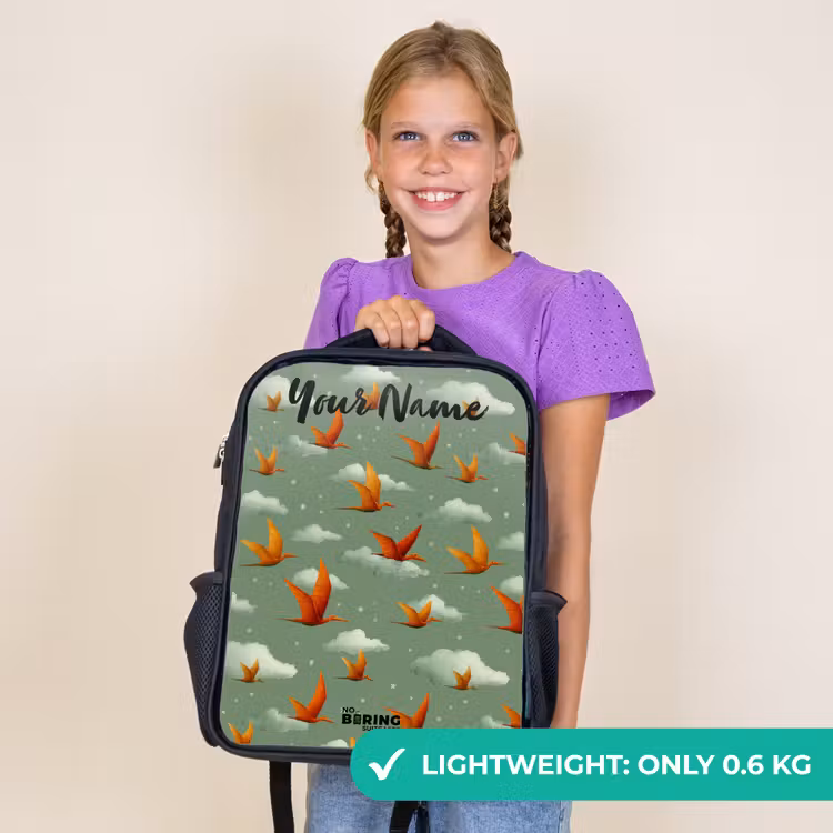 Kids backpack with name - Black - Pattern - Dino - Pterosaurs — 9