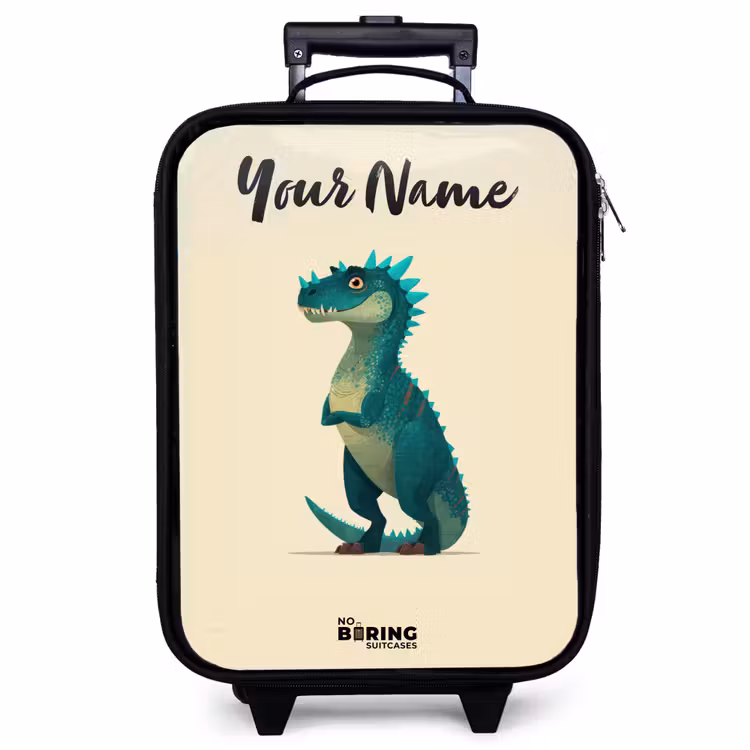 Children's suitcase with name - Dino - Animal - Blue - Green — 1
