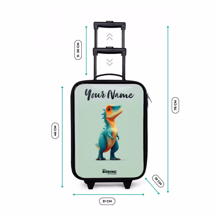 Children's suitcase with name - Dino - Animal - Green - Orange — 3