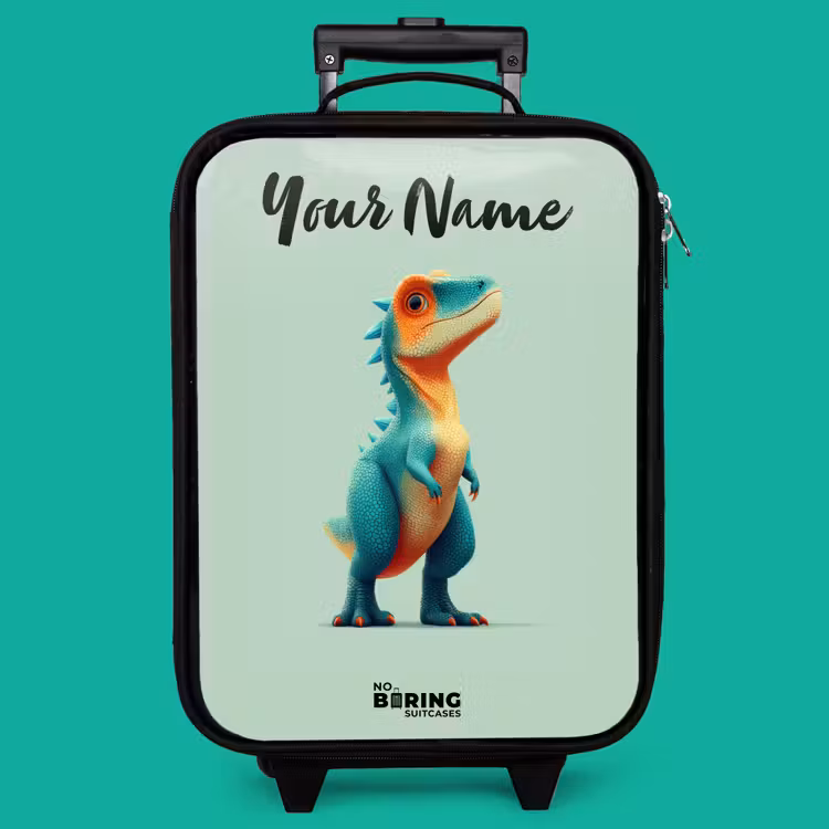 Children's suitcase with name - Dino - Animal - Green - Orange — 4