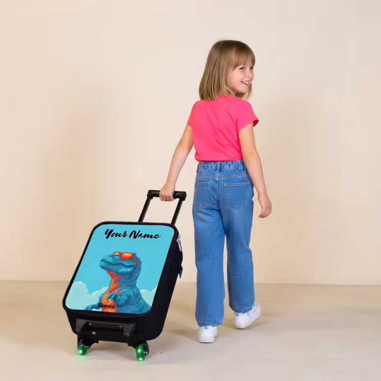 Children's suitcase with name - Dino - Sunglasses - Blue — 2