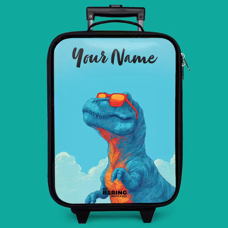 Children's suitcase with name - Dino - Sunglasses - Blue — 4