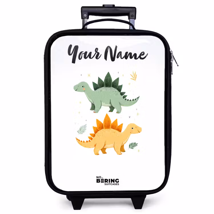 Children's suitcase with name - Dinos - Animals - Green - Orange — 1