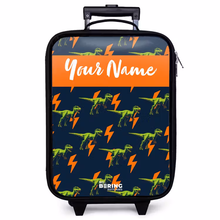 Children's suitcase with name - Dinos - Lightning - Animals - Blue — 1
