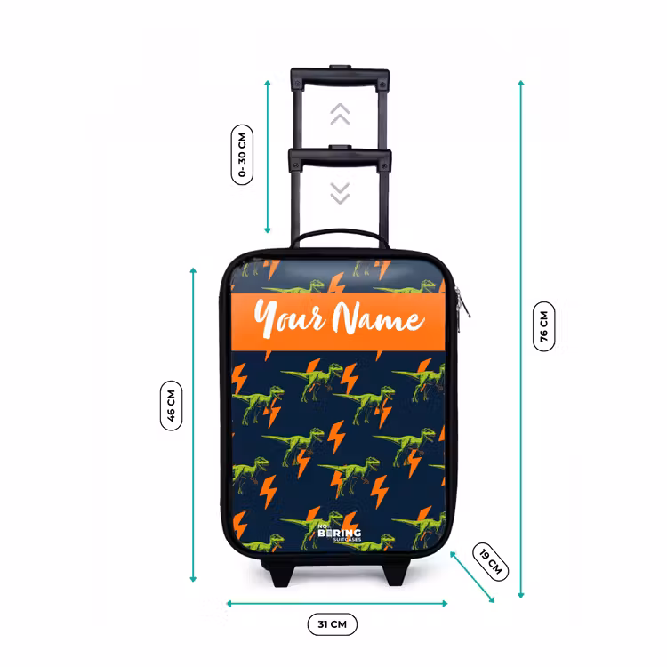 Children's suitcase with name - Dinos - Lightning - Animals - Blue — 3