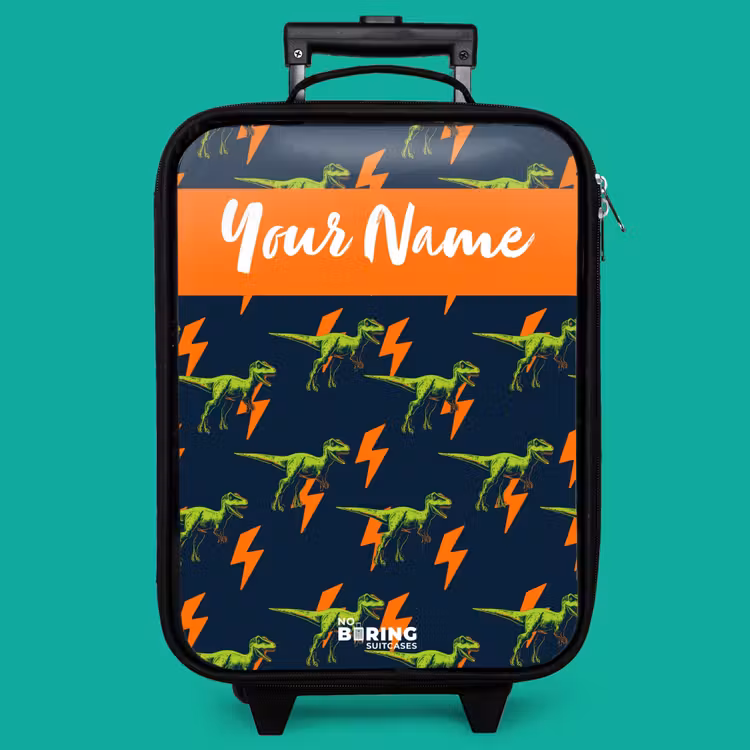 Children's suitcase with name - Dinos - Lightning - Animals - Blue — 4