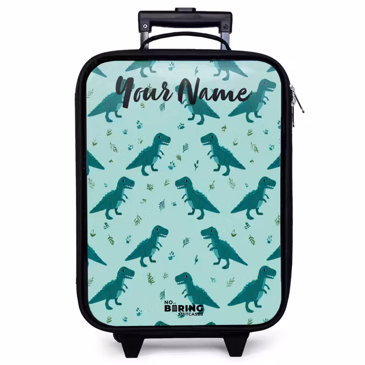Children's suitcase with name - Dinos - Pattern - Green — 1