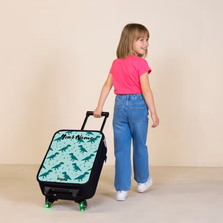 Children's suitcase with name - Dinos - Pattern - Green — 2