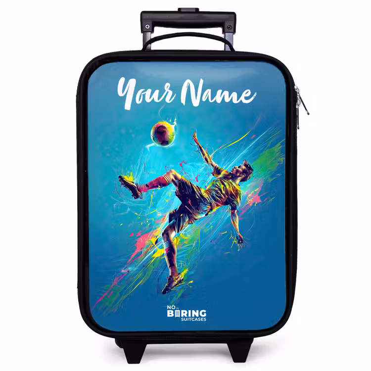 Children's suitcase with name - Neon - Football - Kick - Colorful — 1