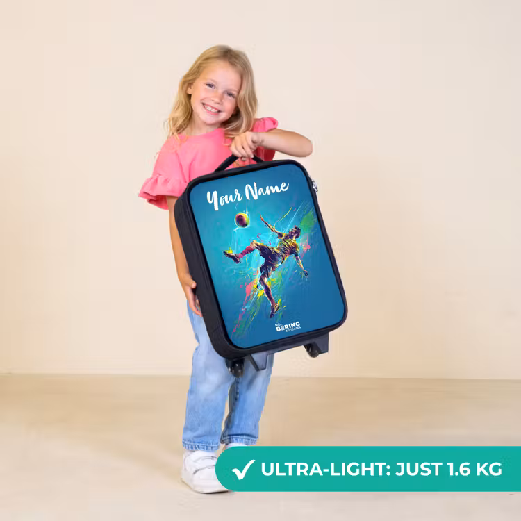 Children's suitcase with name - Neon - Football - Kick - Colorful — 5