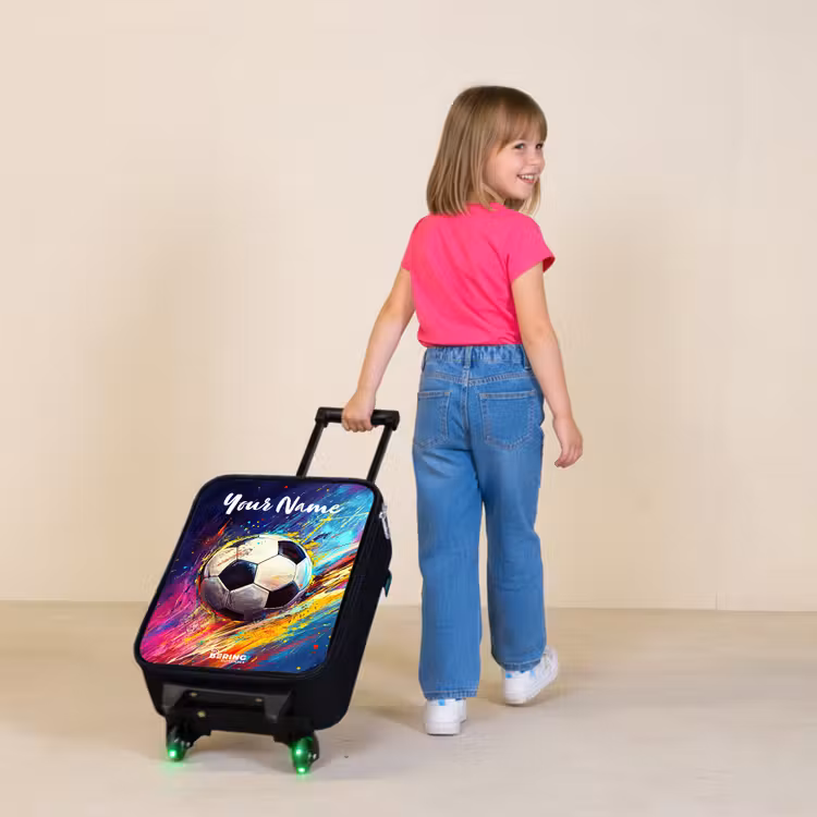 Children's suitcase with name - Neon - Soccer - Colorful — 2