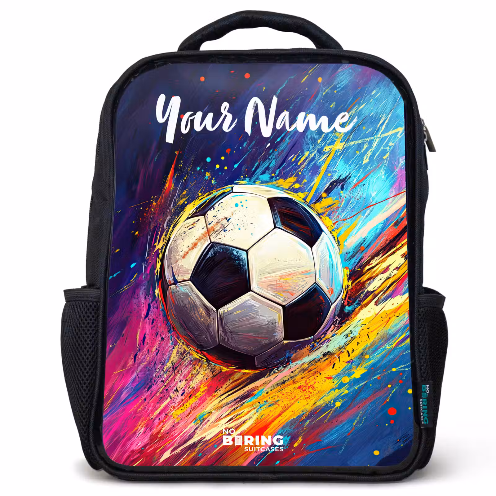 Kids backpack with name - Black - Neon - Soccer - Colorful — 1