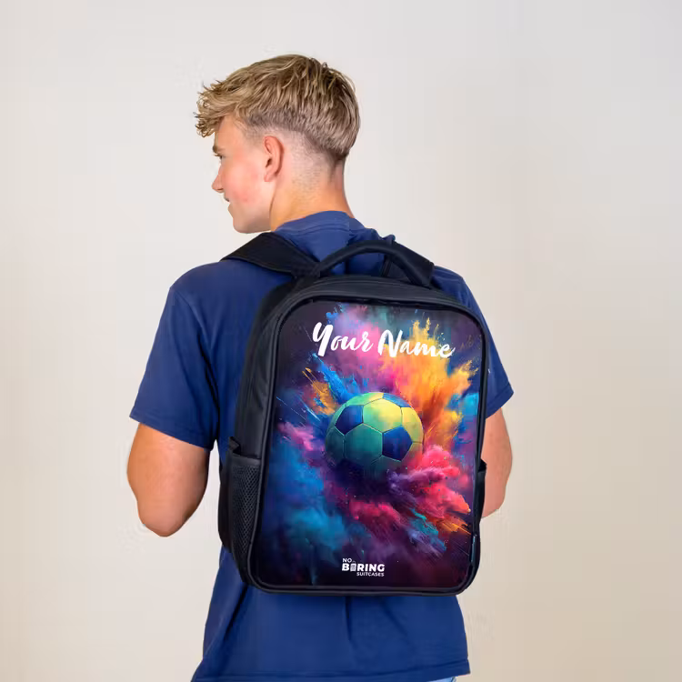 Kids backpack with name - Black - Neon - Ball - Colorful — 5