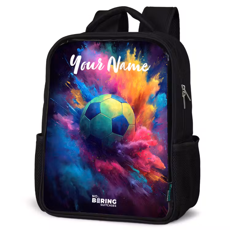 Kids backpack with name - Black - Neon - Ball - Colorful — 6