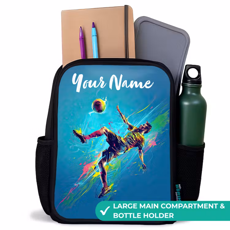 Kids backpack with name - Black - Neon - Football - Kick - Colorful — 10