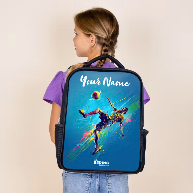 Kids backpack with name - Black - Neon - Football - Kick - Colorful — 4