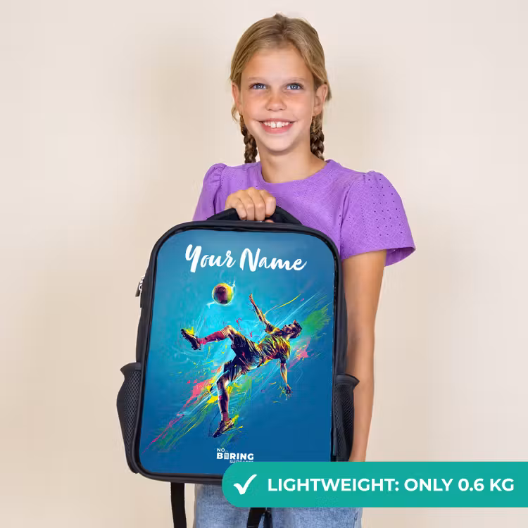 Kids backpack with name - Black - Neon - Football - Kick - Colorful — 9
