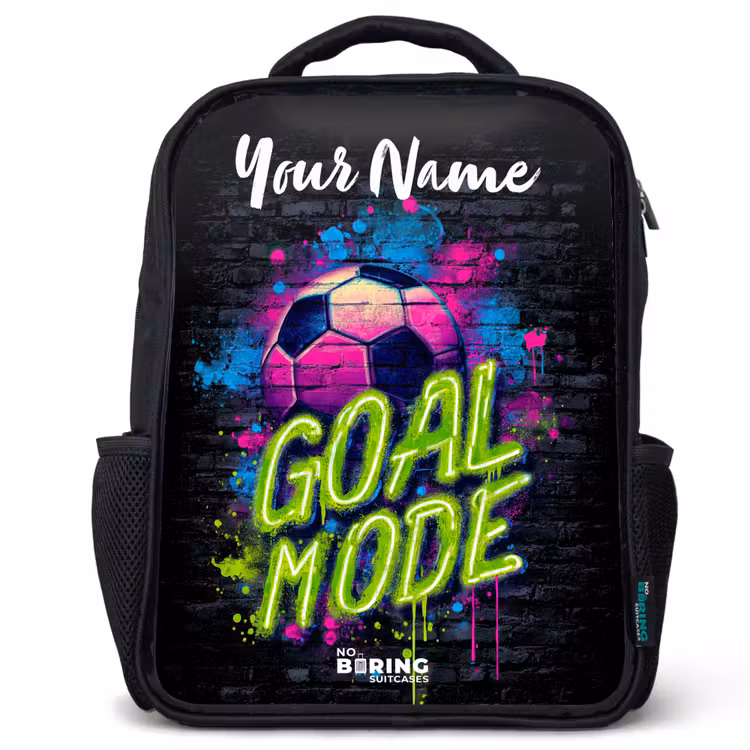 Kids backpack with name - Black - Neon - Graffiti - Football - Colorful — 1