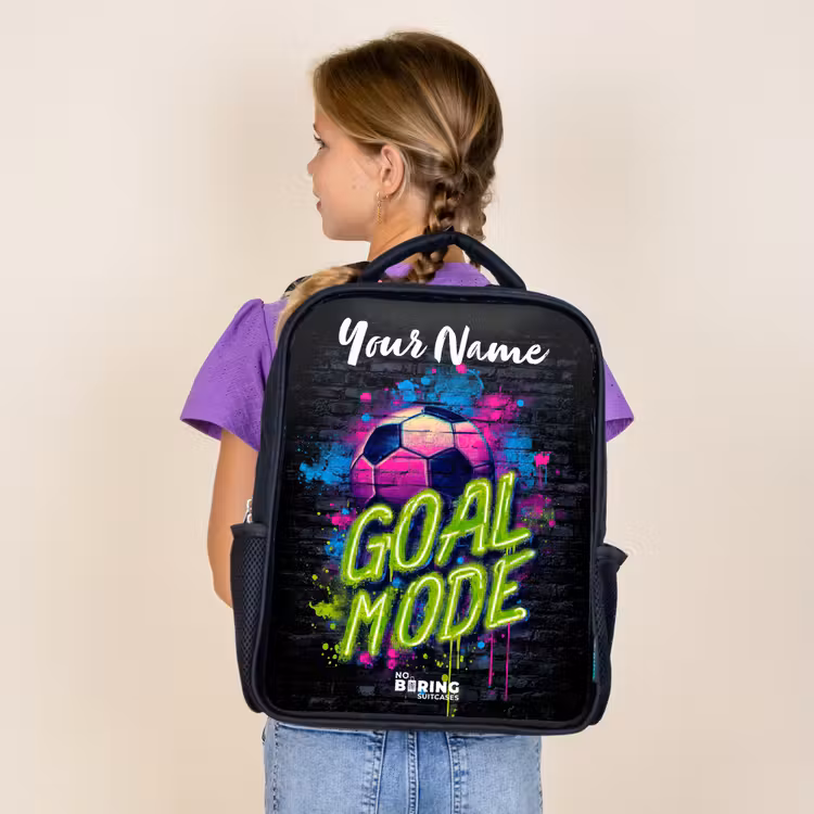 Kids backpack with name - Black - Neon - Graffiti - Football - Colorful — 4