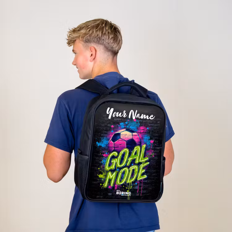 Kids backpack with name - Black - Neon - Graffiti - Football - Colorful — 5