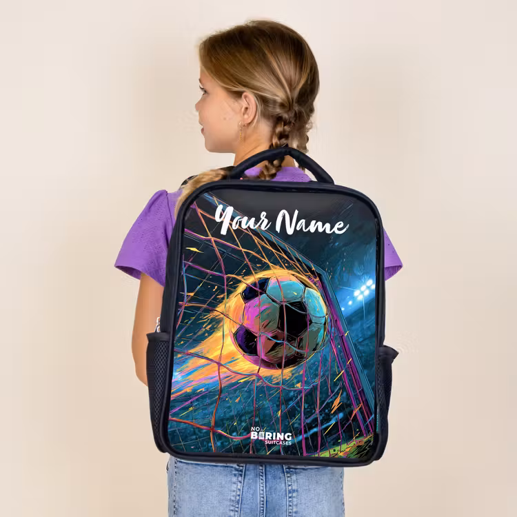 Kids backpack with name - Black - Neon - Net - Football - Colorful — 4