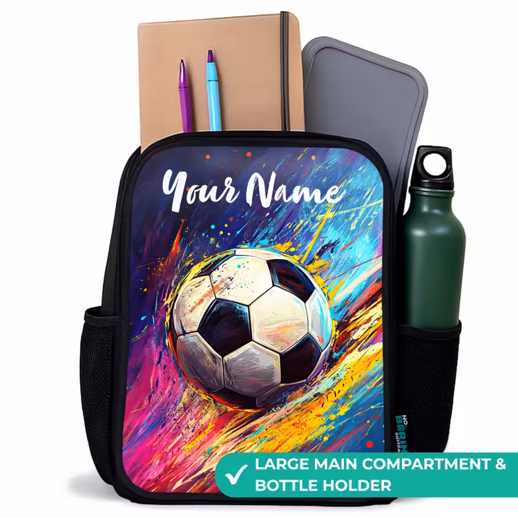 Kids backpack with name - Black - Neon - Soccer - Colorful — 10